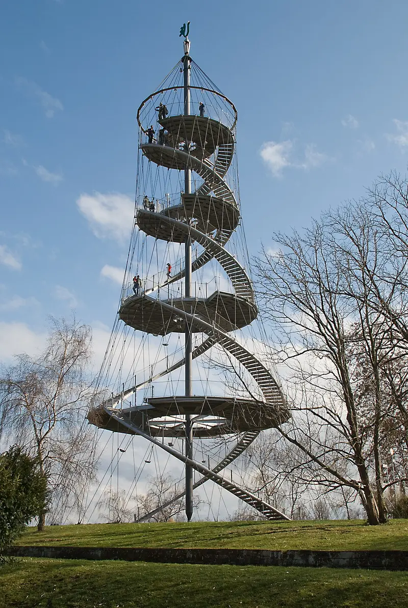 Killesberg Tower in the Höhenpark in Stuttgart - a 42 m observation tower by Schlaich Bergermann